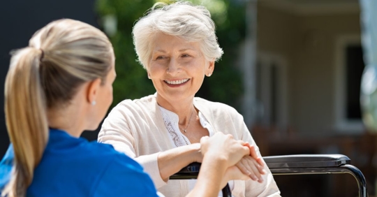 old woman with nurse