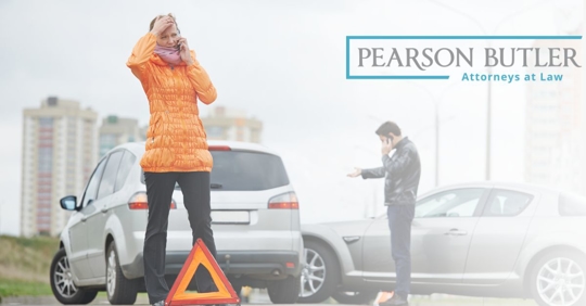 Person waiting in front of car accident