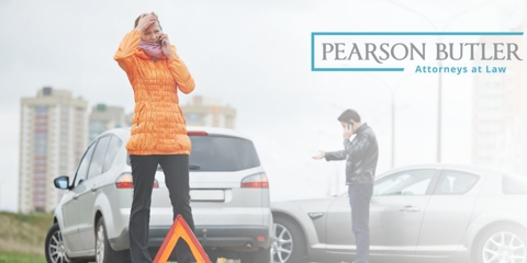 Person waiting in front of car accident