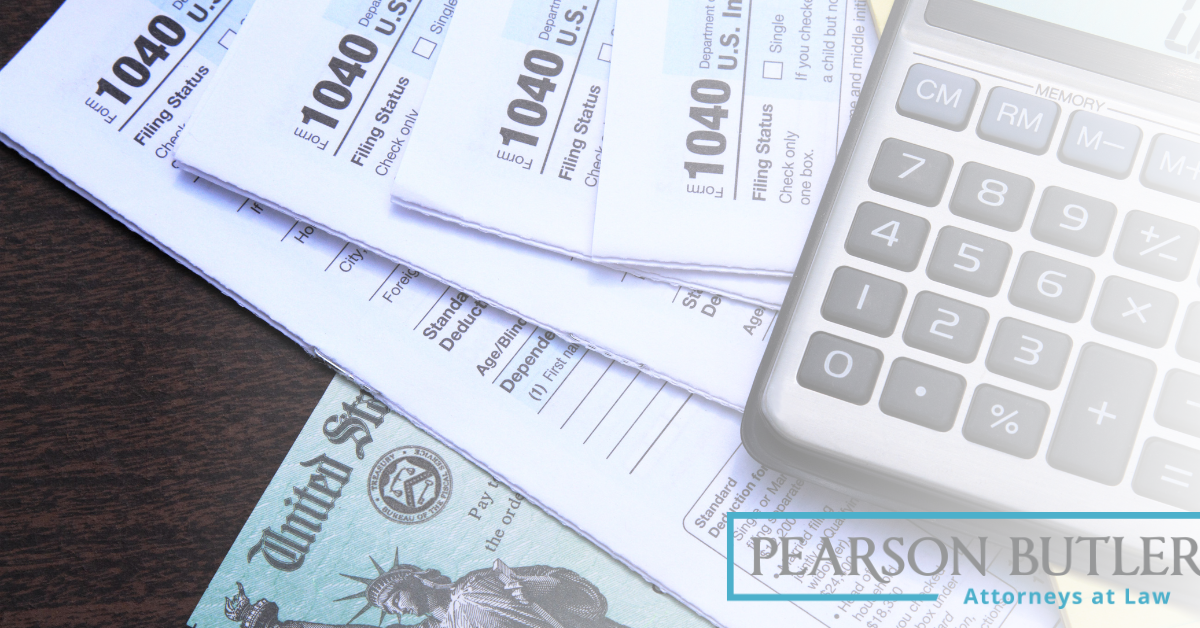 tax forms and a calculator